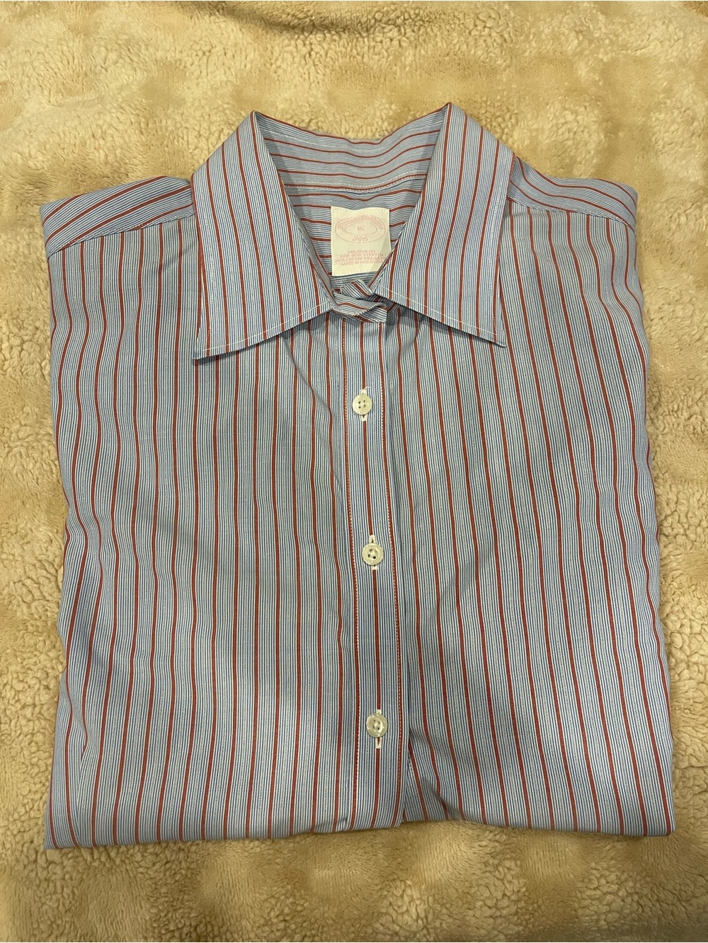Brooks Brothers Blue Shirt with Red Stripe Detail
